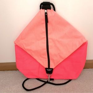 Victoria’s Secret Pink Bag Two Tone Beach Backpack Carryall Purse Canvas NWOT
